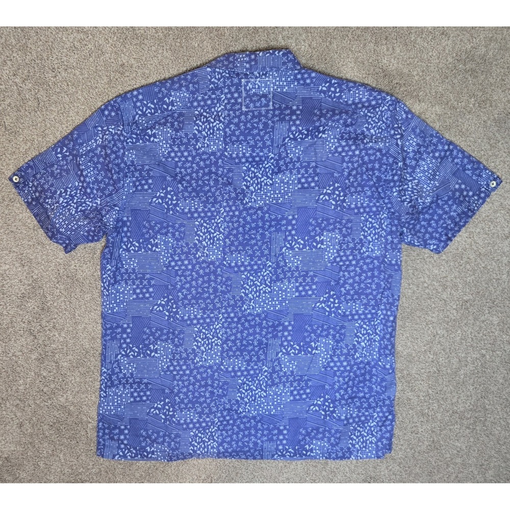 Tommy Bahama Men's Blue Geometric Woven Short Sleeve Button-Up Shirt Pockets M - Picture 7 of 7